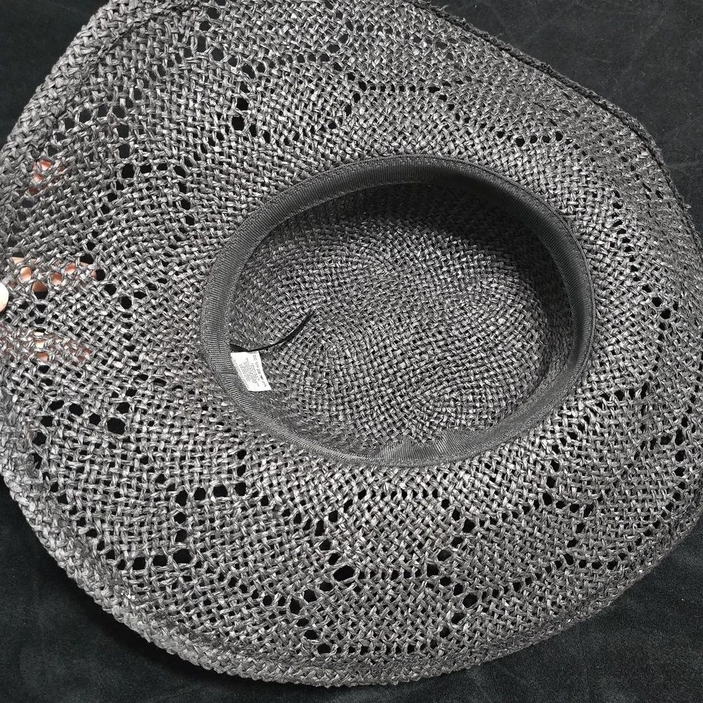 Chic Charcoal Woven Hat with Bow - Picture 2 of 3